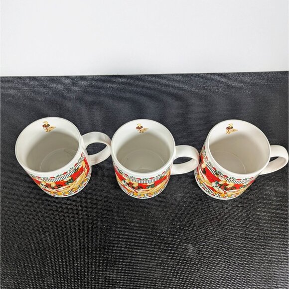 1990s Vintage Ribbon Geese Coffee Mugs Made USA by Treasure Craft - Picture 3 of 3